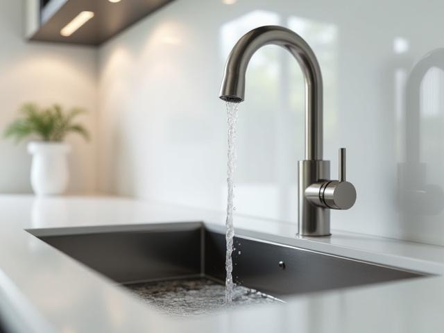 Modern kitchen faucet and sink installation