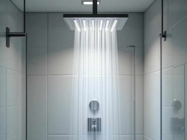 Luxurious rainfall showerhead being installed