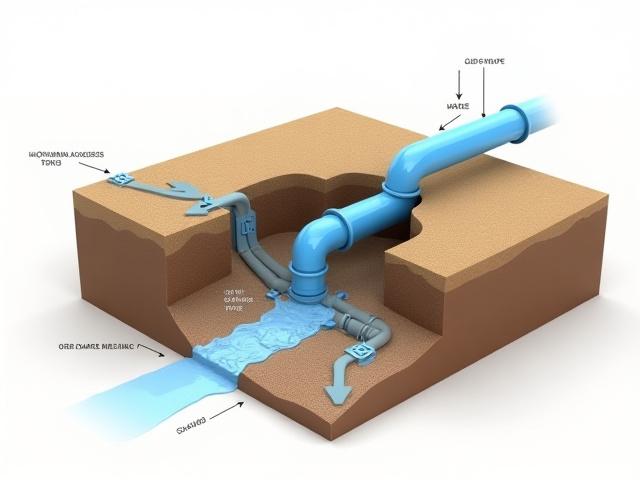 Diagram illustrating trenchless pipe bursting process